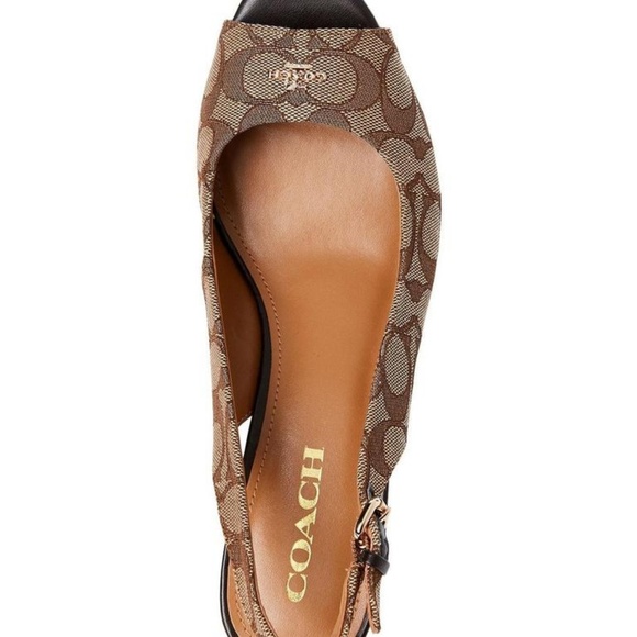 COACH Khaki Ferry Slingback Sandals Wedges - Picture 7 of 8